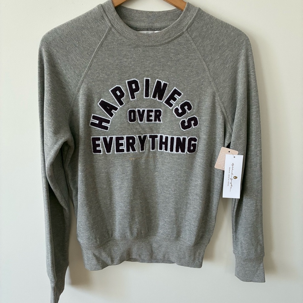 NWT Spiritual Gangster "Happiness Over Everything" Pullover Sweatshirt Size XS